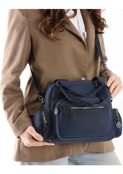 Çok Gözlü Şık Siyah Kadın El ve Omuz Çantası fiyatları