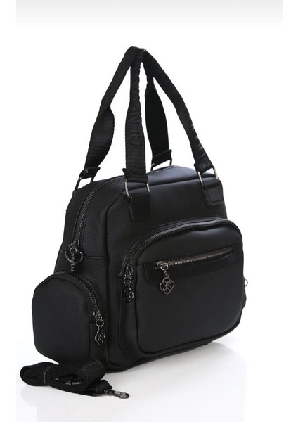 Çok Gözlü Şık Siyah Kadın El ve Omuz Çantası modelleri