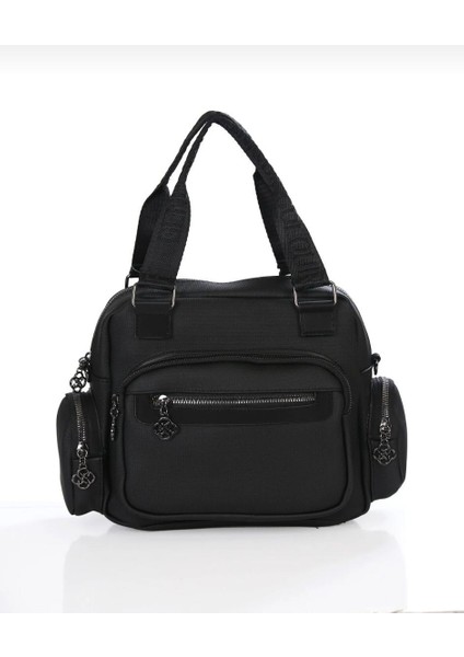 Çok Gözlü Şık Siyah Kadın El ve Omuz Çantası fırsatları