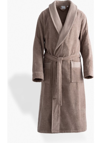 Lara Erkek Bornoz %100 Pamuk Jakarlı Kahverengi