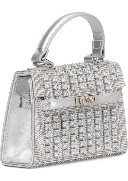25YG585 Kadın Taşlı Abiye Çanta Gümüş fiyatları