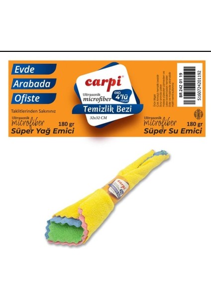 Mikrofibertemizlik Bezi 4lü Dürüm Set 32X32 BR2420123