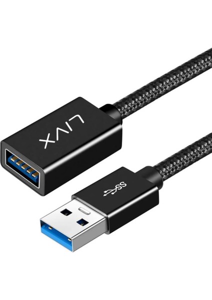 Rope 5gbps Hızlı Veri Aktarımı USB 3.0 Erkek Dişi Uzatma Kablosu Halat Örgülü (3 Metre)