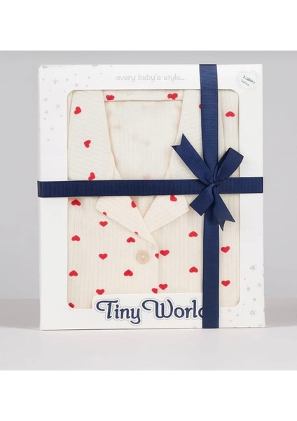 Anne ile Bebeğin Ilk Uyumu Kalp Baskılı Anne Pijama&bebek Tulum Set Kutulu Özel Paket fiyatları