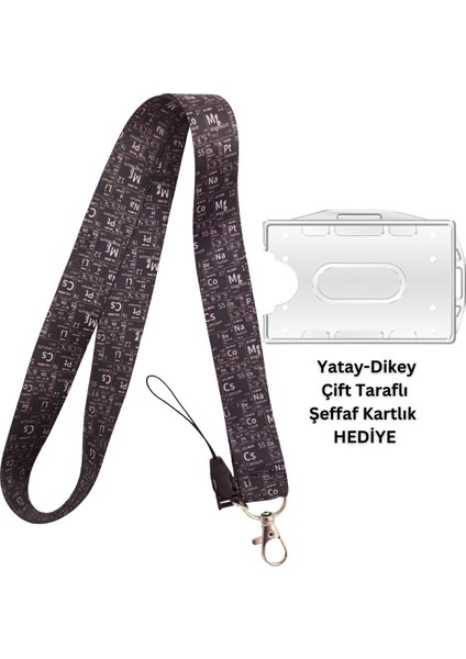 Periyodik Cetvel Kart Askısı Yaka Kartı Telefon Askısı Yatay Dikey Kart Koruyucu