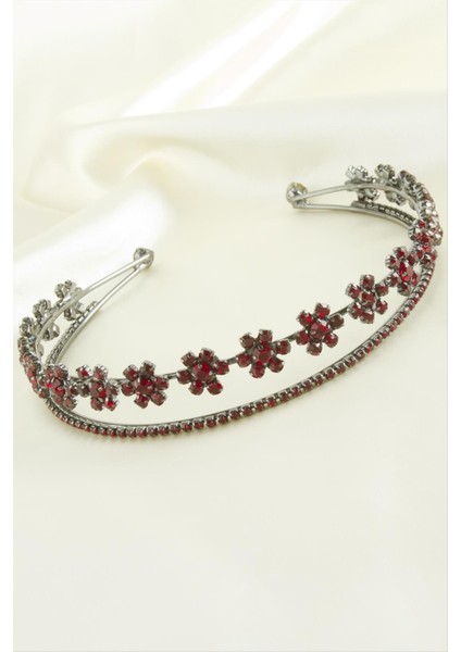 Çiçek Lüks Taşlı Gelin Tacı