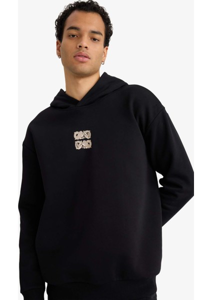 Boxy Fit Kapüşonlu Sırt Baskılı Sweatshirt F2104AX25AU fırsatları