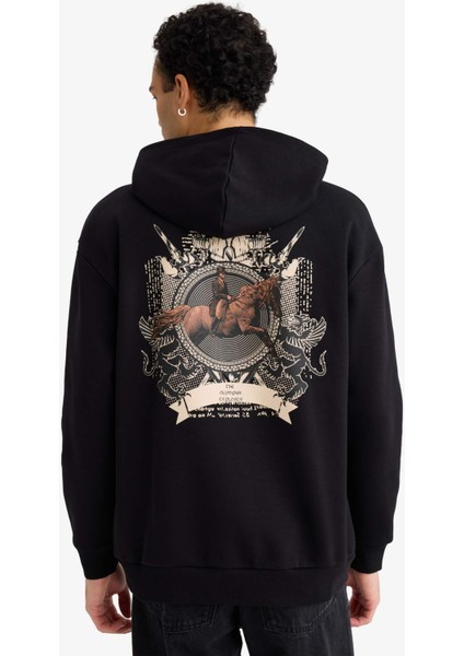 Boxy Fit Kapüşonlu Sırt Baskılı Sweatshirt F2104AX25AU