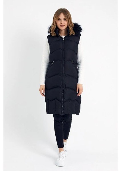 Erkek Siyah Yün Karışımlı Kaşe Kürk Detaylı Rahat Kalıp Kaban 9020