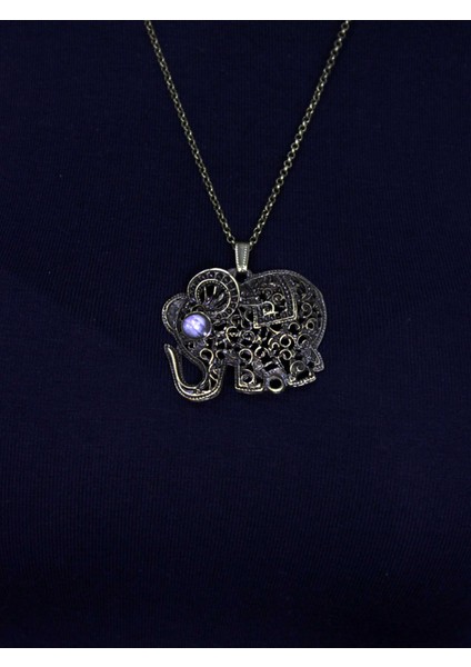 Doğal Taş Aytaşı Doğal Taşlı Fil Modelli Antik Kadın Kolye EUK43AY fiyatları