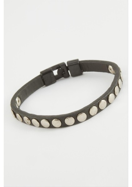 Düğmeli Kaliteli Suni Deri Bileklik