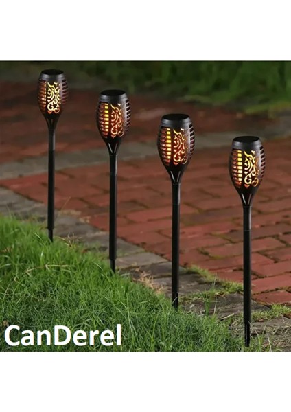 3 Adet Alev Efektli Solar LED Güneş Enerjili Bahçe Lambası Aydınlatması Armatür 51 cm modelleri