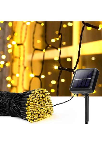 Güneş Enerjili Solar 100 Ledli 12 Metre Gün Işığı Bahçe Aydınlatma Dekorasyon Güneş LED Sarı Işık fırsatları