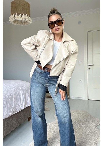 Yüksek Bel Straight Jean Mavi