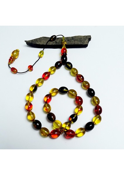 Oval Model Ateş Kehribarı Tesbih