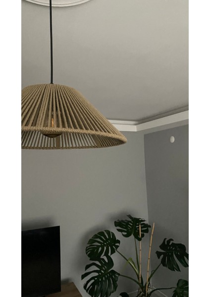 El Yapımı Kahverengi Makrome Avize - Bohem Salon,yatak Odası, Çocuk Odası Avize (40 Cm) modelleri