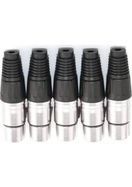 5’li Dişi 3-Pin Xlr Jak Konnektör Seti – Mikrofon ve Ses Kablosu Uyumlu Metal Konnektör