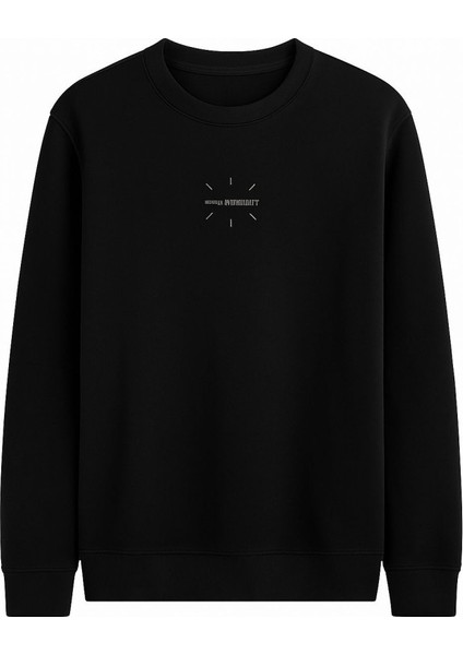 Erkek S-Shirt O Yaka Erkek Siyah Sweatshirt