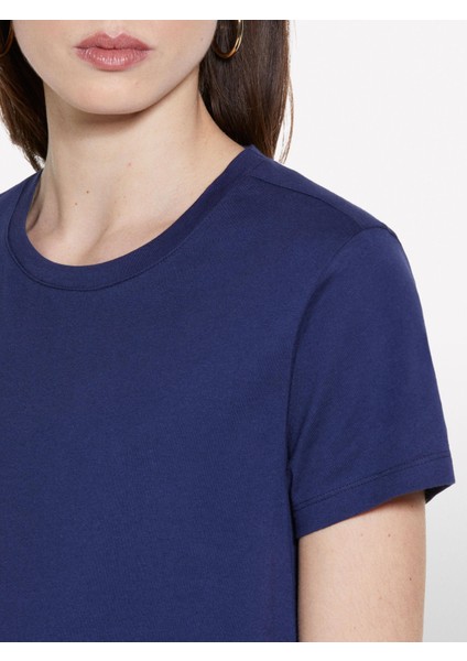 %100 Pamuk Bisiklet Yakalı T-Shirt Kadın Lacivert T-Shirt - 325P3I1XL101S indirimleri