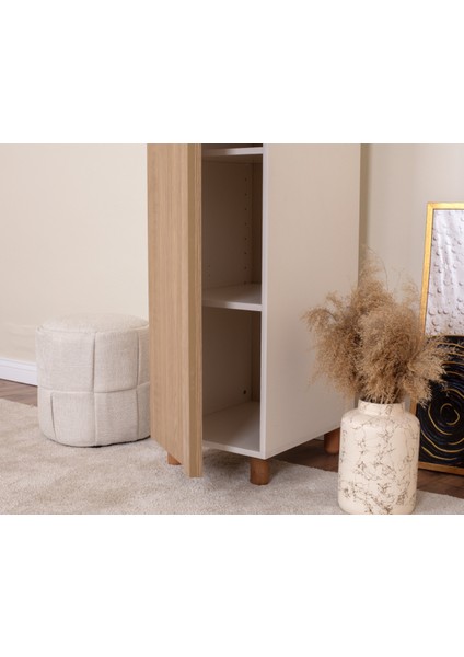 1 Kapaklı Gardırop – Krem Gövde, Meşe Mdflam fırsatları