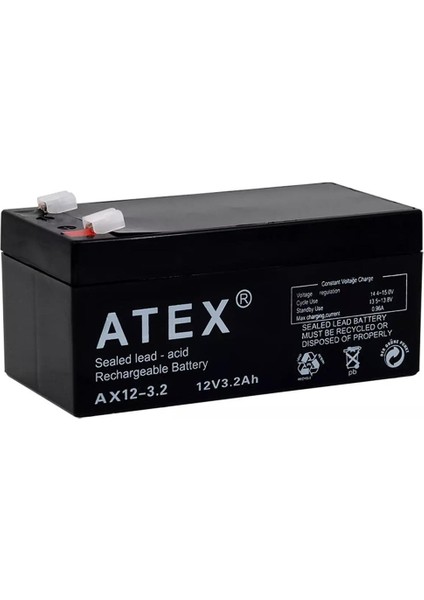 AX12-3.2 12 Volt - 3.2 Amper Bakımsız Kuru Akü
