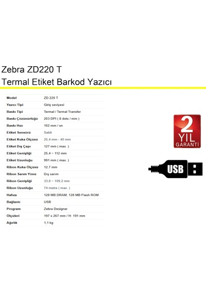 Zd 220 T Termal Etiket Barkod Yazıcı fırsatları