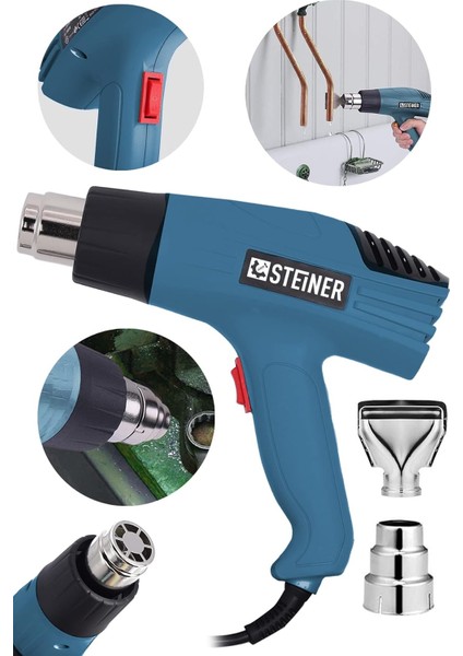 Alman 3000 Watt 2 Kademeli Isı Tabancası Çelik Rezistans Profesyonel Sıcak Hava Üfleme Taban fiyatları