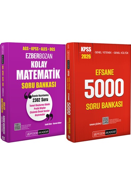 2026 Kpss Efsane 5000 Tamamı Çözümlü Soru Bankası - Kpss Kolay Matematik Soru Bankası