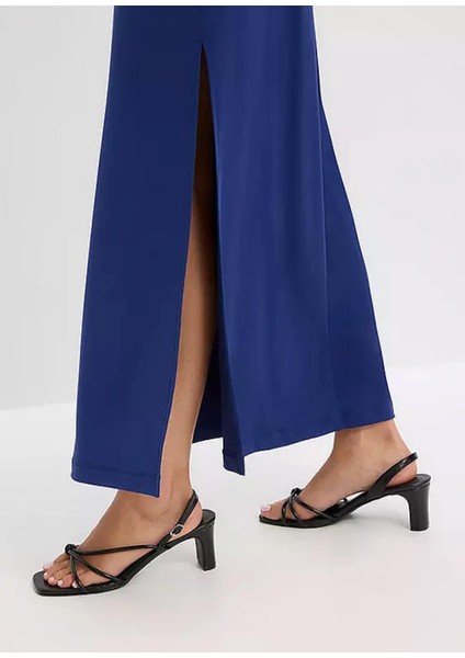 Kadın Büyük Beden Saks, Şifon ve Payet Detaylı Abiye Elbise 65N23491 indirimleri