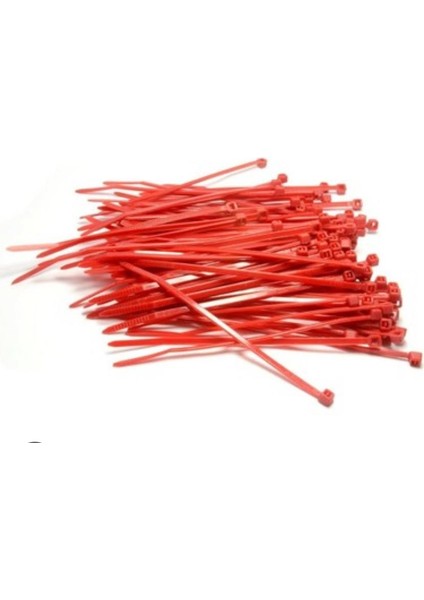 2,5X100 Kablo Bağı Klips Cırt Kelepce Kırmızı (1000 Adet)