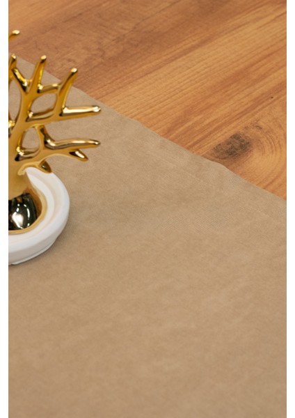 Doku | Kadife Dokulu Tatlı Bej Runner 135 x 40 modelleri