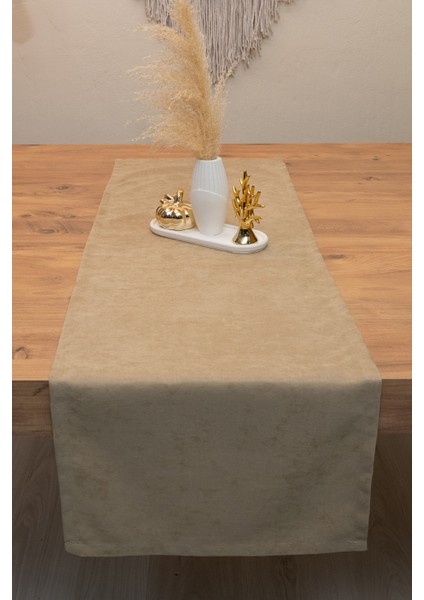 Doku | Kadife Dokulu Tatlı Bej Runner 135 x 40 fırsatları