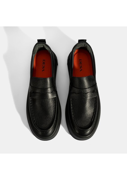 Erkek Siyah Deri Loafer