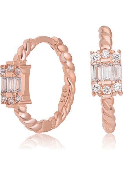 925 Ayar Gümüş Baget Taşlı Kadın Küpe T6860 (800800)