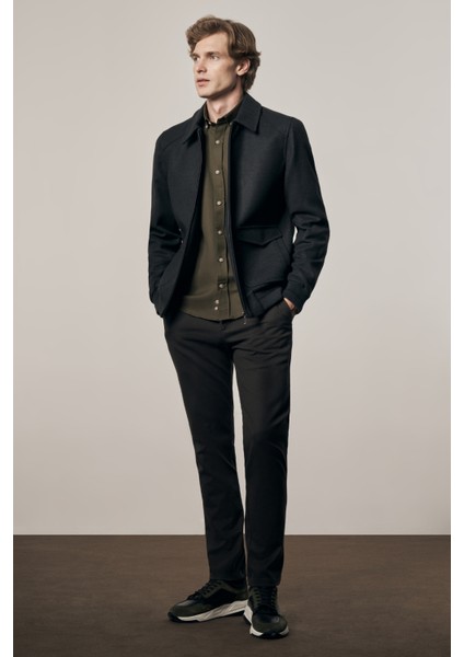 Antrasit Gömlek Yaka Casual Slim Fit Esnek Mont 1007255122 modelleri