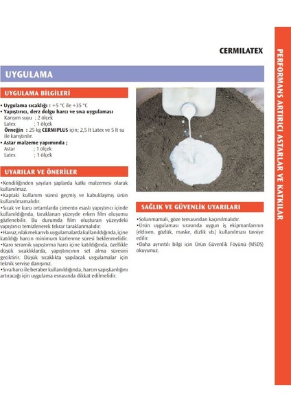 Cermilatex 20 kg (Harç Katkısı) modelleri