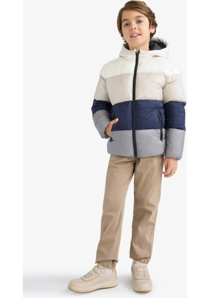 Erkek Çocuk Su İtici Kapüşonlu Polar Astarlı Fermuarlı Şişme Mont E7381A825WN fiyatları