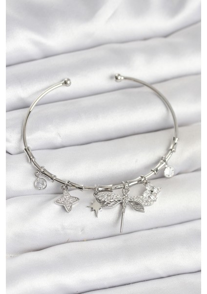 Yusufçuk Charmlı Gümüş Renk Pirinç Kadın Bileklik - TJ-BB8046