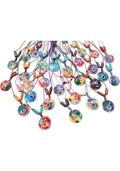 El Yapımı Seramik Boğa Burcu Kolyesi - Kişiselleştirilmiş Renk Anlamları Notu ile