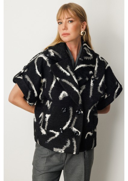 Kadın Yarasa Kol Desenli Mont 6005 Siyah fiyatları