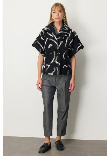 Kadın Yarasa Kol Desenli Mont 6005 Siyah modelleri