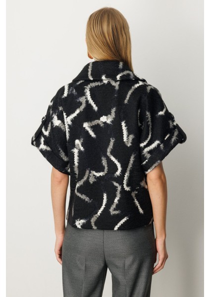 Kadın Yarasa Kol Desenli Mont 6005 Siyah fırsatları