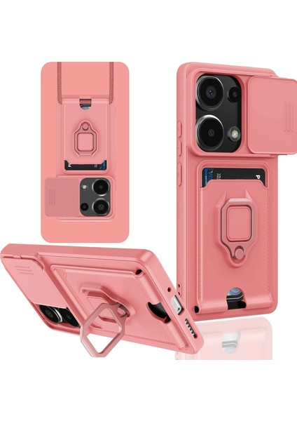 CPT16 Xiaomi Redmi Note 13 Pro 4g Kılıf Zuma Kartvizitli Yüzüklü Silikon - Pembe