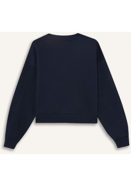 Coool Loose Fit V Yaka Baskılı Sweatshirt