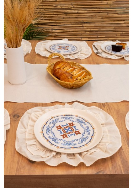 Lira | 7 Parça Çift Fırfırlı Sofa Sunum Seti 40 x 150