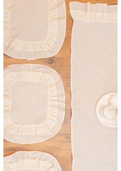 Lira | 7 Parça Çift Fırfırlı Sofa Sunum Seti 40 x 150