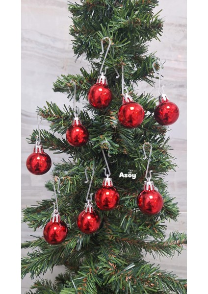 Yılbaşı Süsü Kırmızı Işıltılı Renkli Cici Top 3 cm 9lu Yılbaşı Yeni Yıl Çam Ağacı Süsü