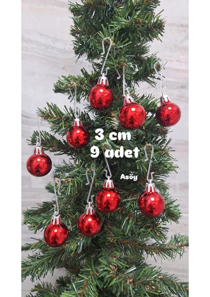 Yılbaşı Süsü Kırmızı Işıltılı Renkli Cici Top 3 cm 9lu Yılbaşı Yeni Yıl Çam Ağacı Süsü fiyatları