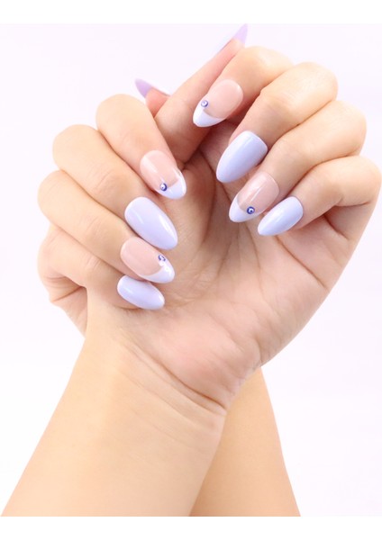 10'lu Mavi Kısa Badem KBD1463 Tekrar Kullanılabilir El Yapımı Protez Takma Tırnak - Mavi-XS modelleri