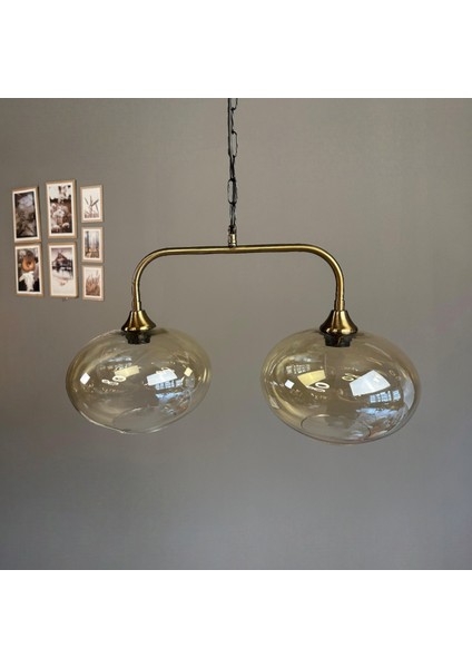 Ikili Solvia Cam Bal Rengi Avize Candela Başlık Yemek Masası Salon Aydınlatma fiyatları